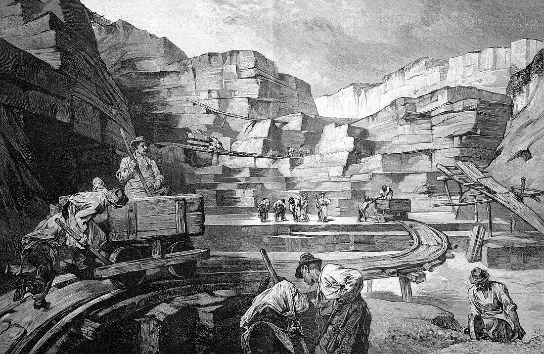 Limestone quarry,1880s