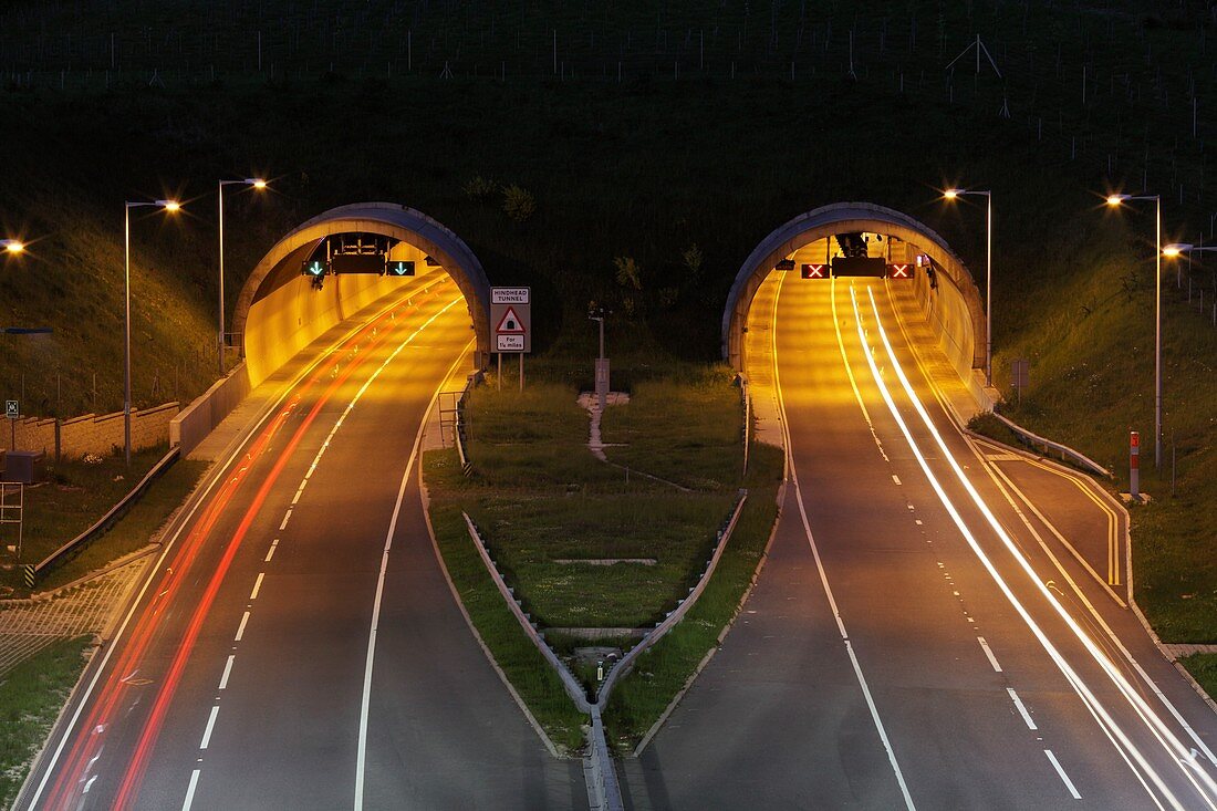 Hindhead Tunnel at night