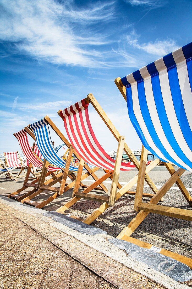 British seaside deckchairs