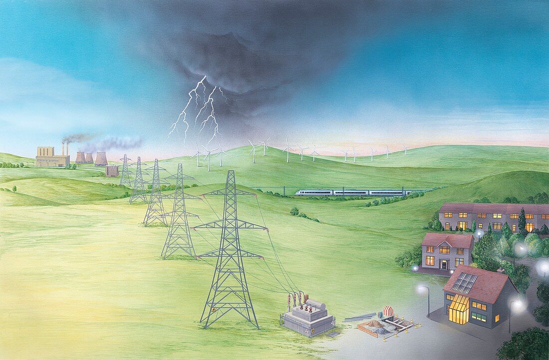 Electricity supply chain,artwork