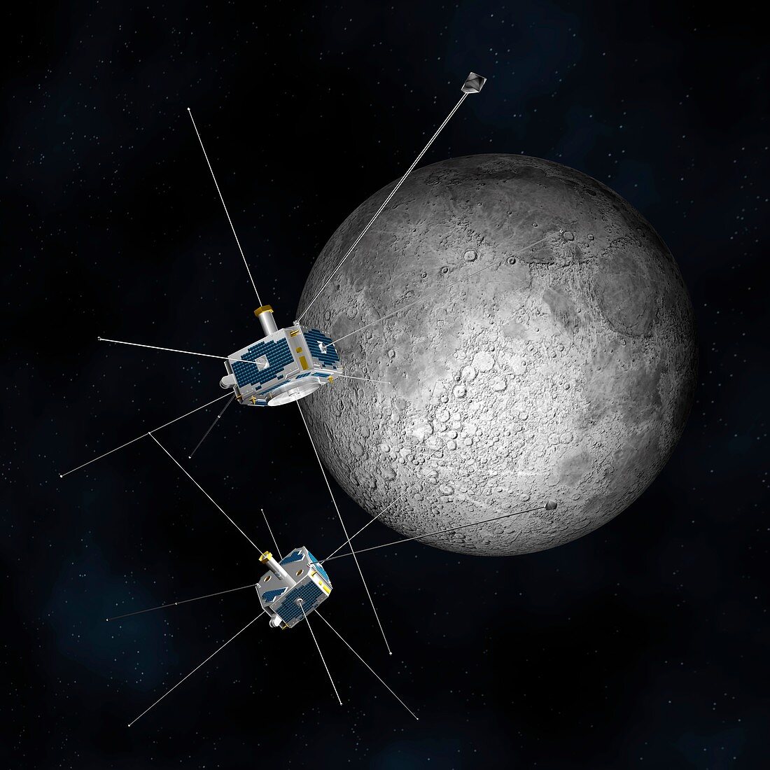 ARTEMIS satellites and the Moon,artwork