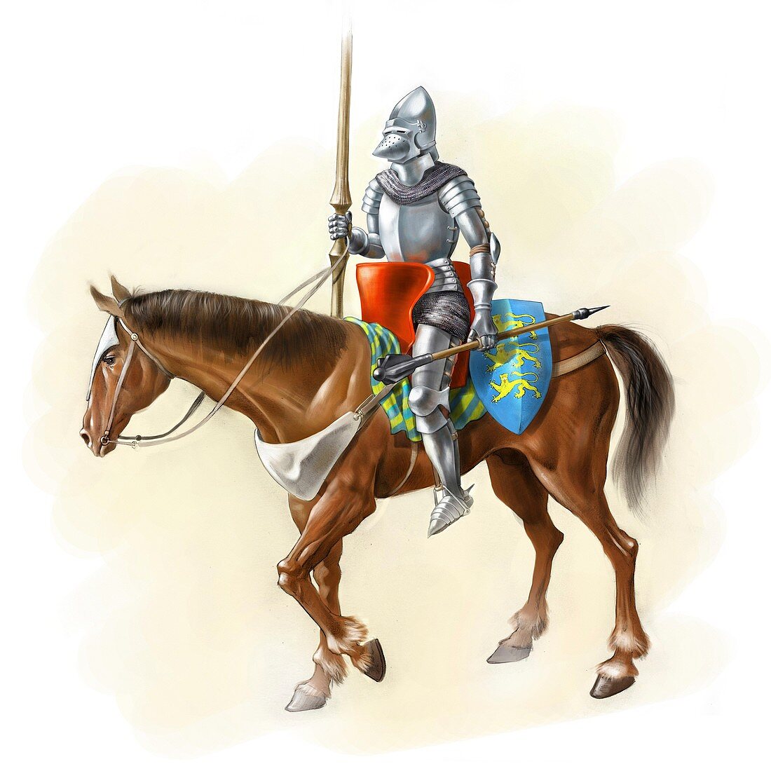 Medieval knight on horseback,artwork