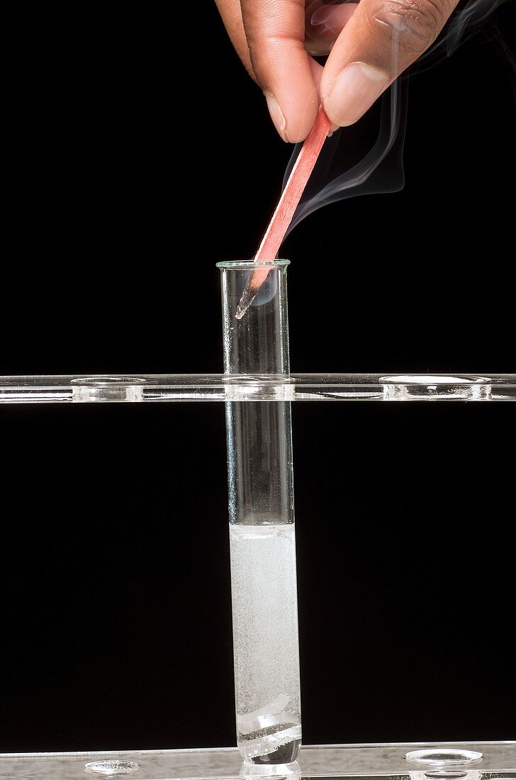 Lit splint test for hydrogen gas