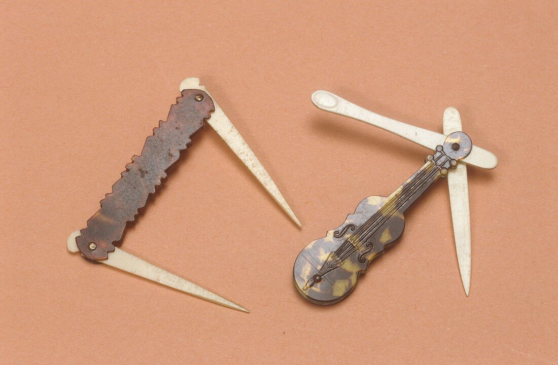 Two folding toothpicks,circa 1890