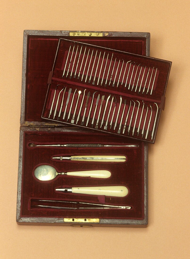 Dental hygiene set,circa 1870