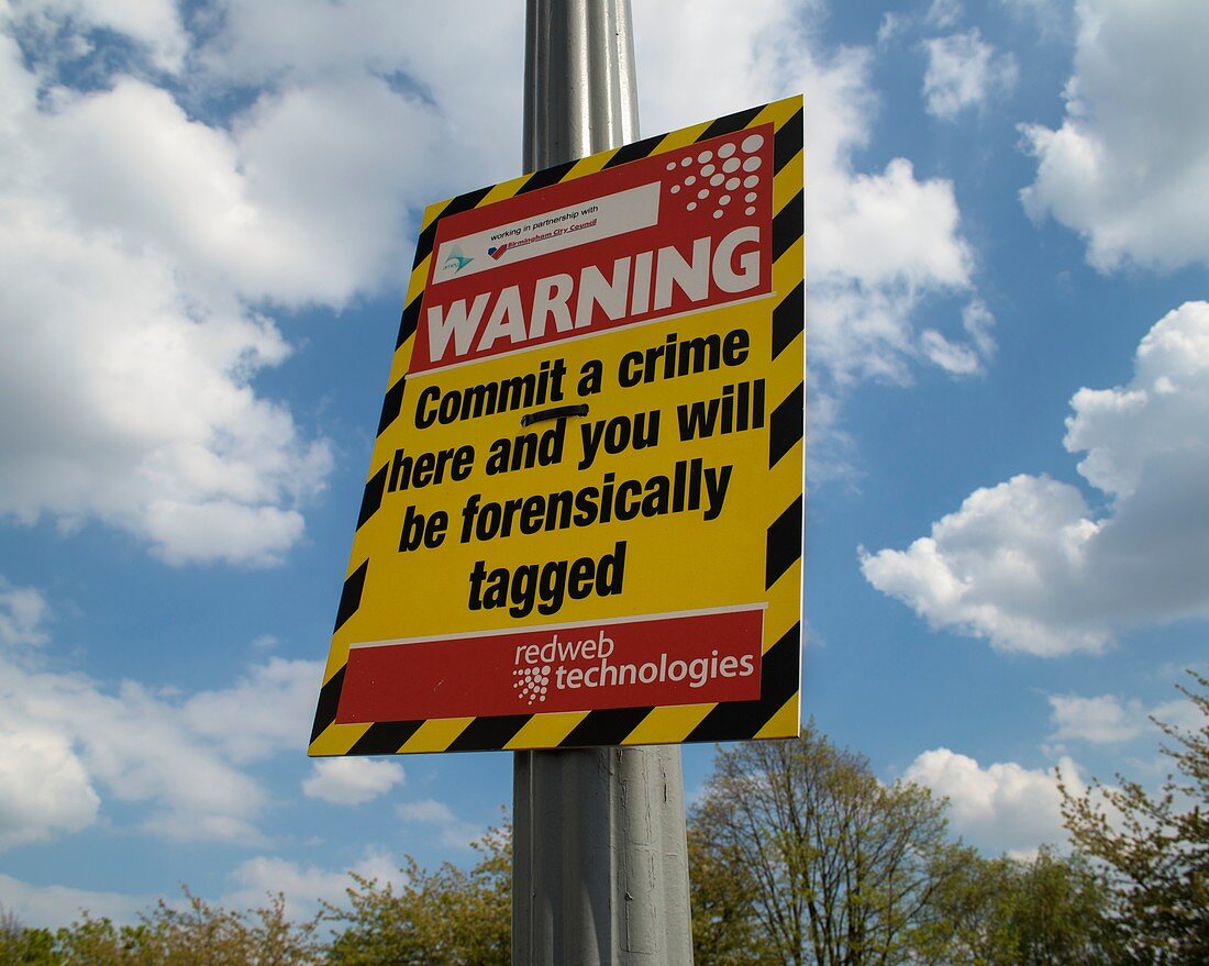Warning sign: forensic tagging