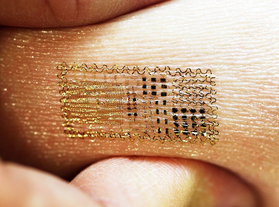 Electronic circuit printed onto skin