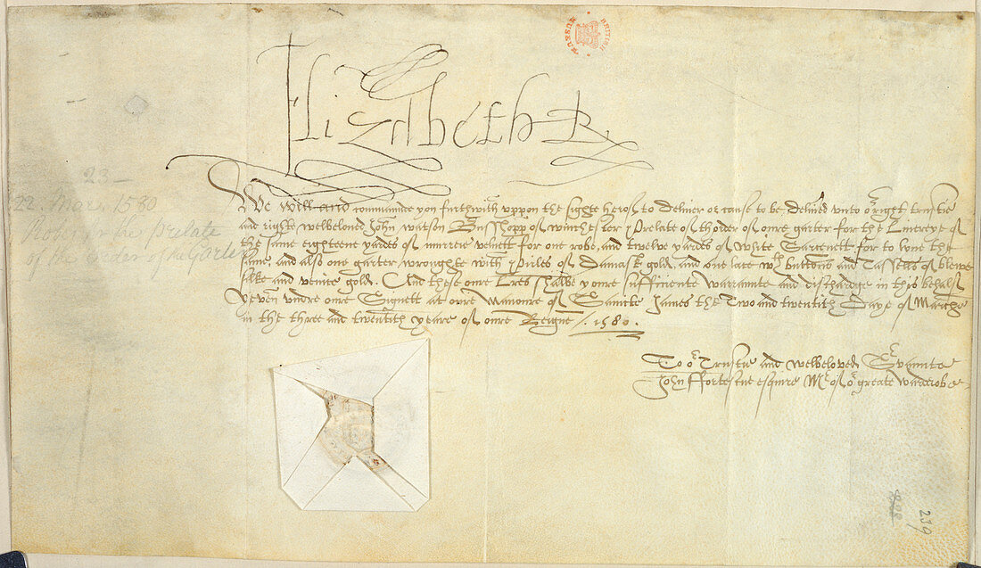 Order signed by Elizabeth I