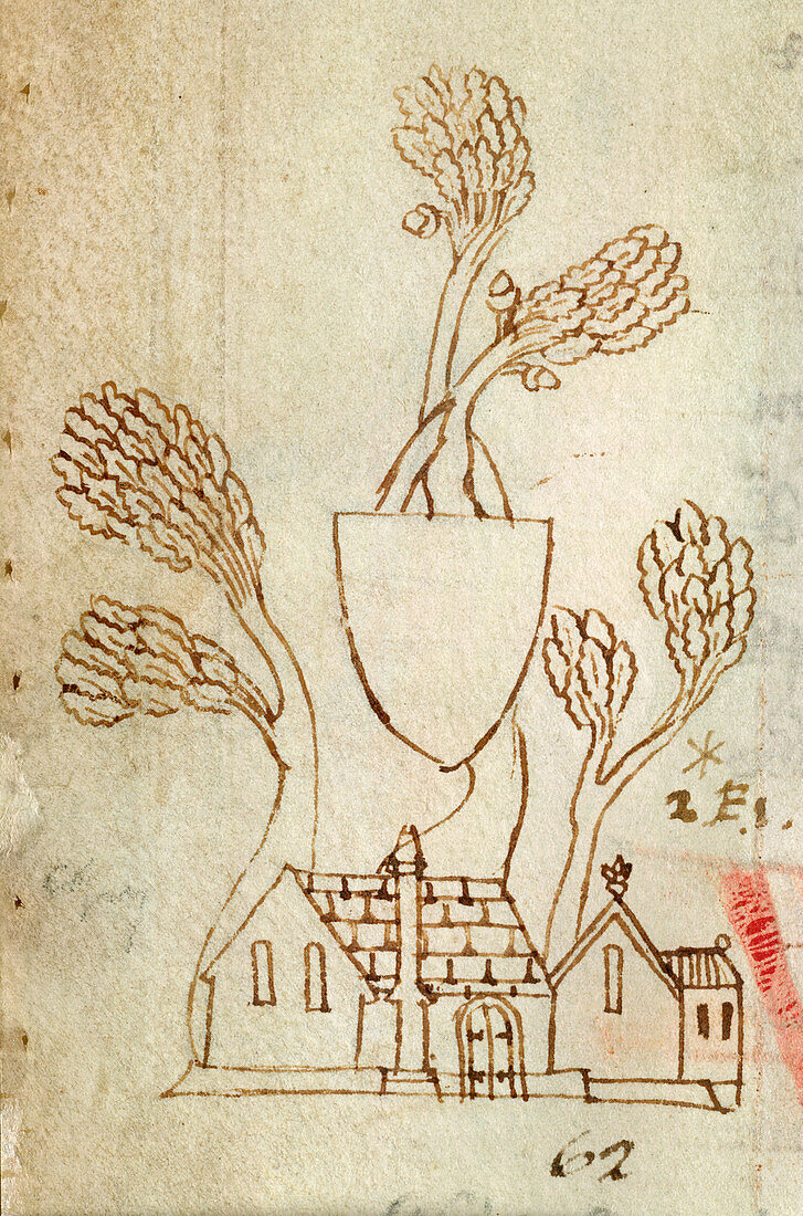 Sketch of woodland and houses