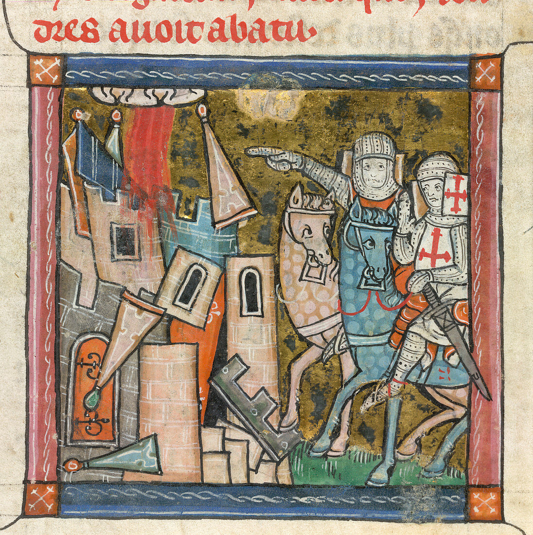 Two knights near a destroyed castle