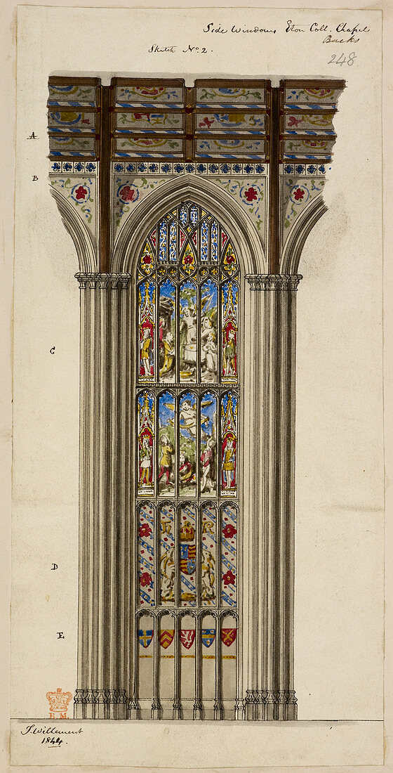 Illustration of church stained glass wind