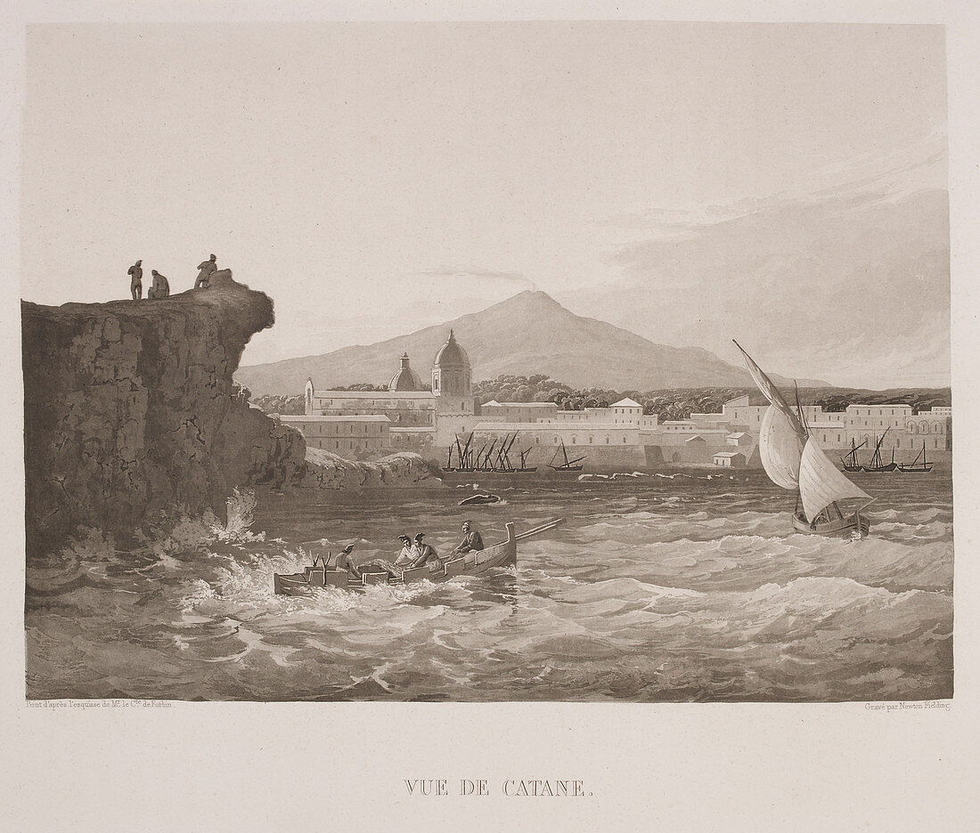 Illustrated view of Sicilian harbour