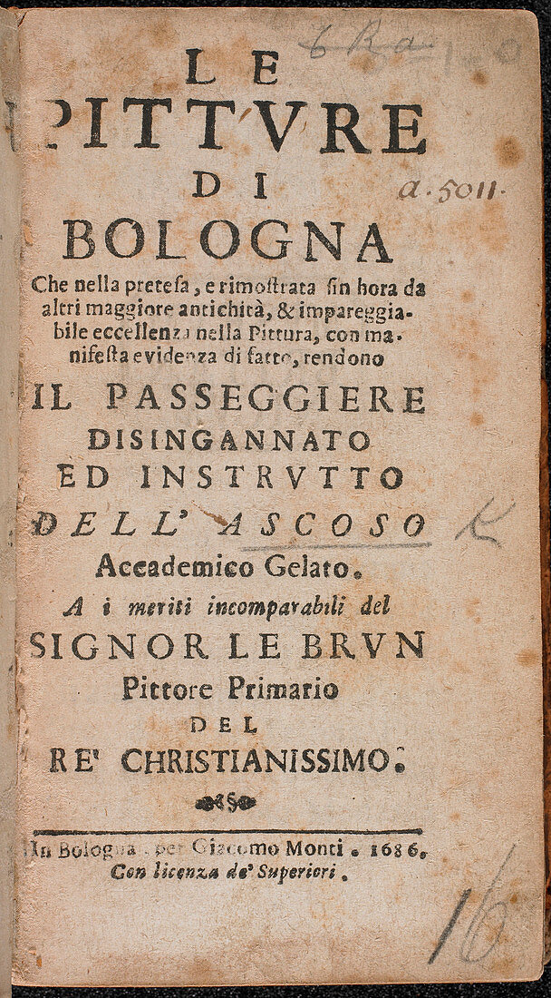 Title page of 'Le Pitture di Bologna'