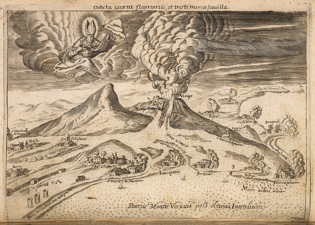 Illustration of volcanoes erupting