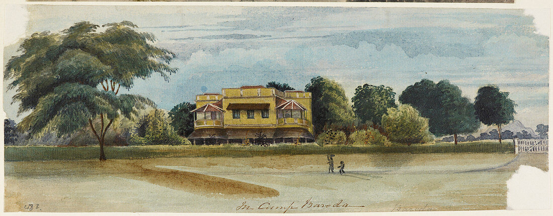 Large house and garden. In camp Baroda.'