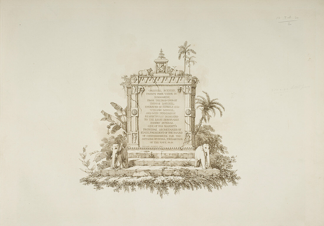 Engraving. Frontispiece and text