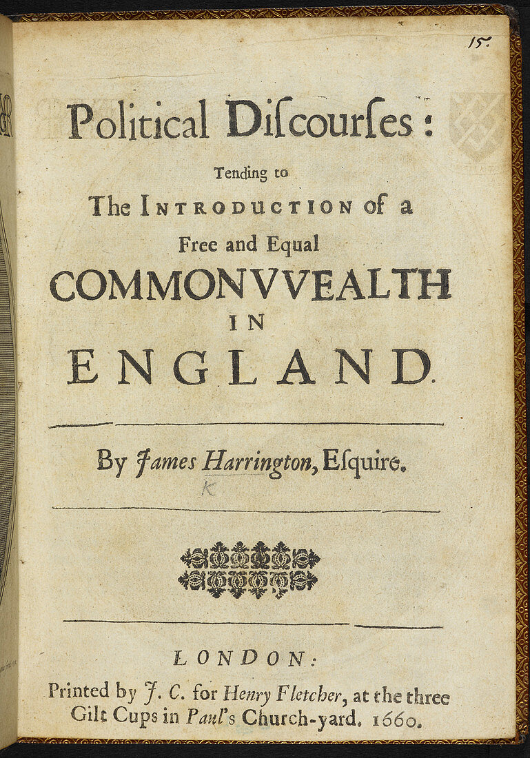 Title page to 'Political discourses'