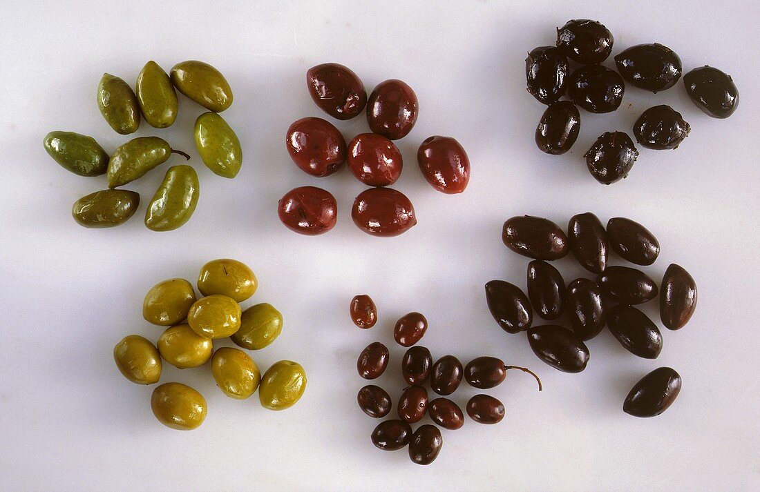 Olives in six different variations