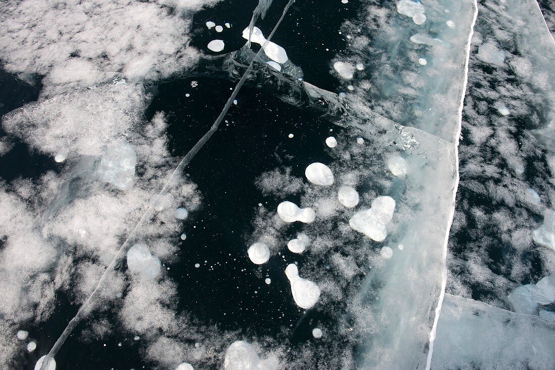 Methane hydrate under ice,Lake Baikal