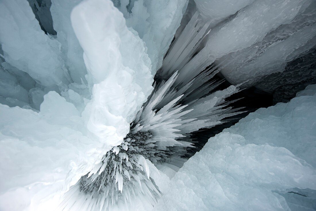 Cave icicles,Lake Baikal,Russia