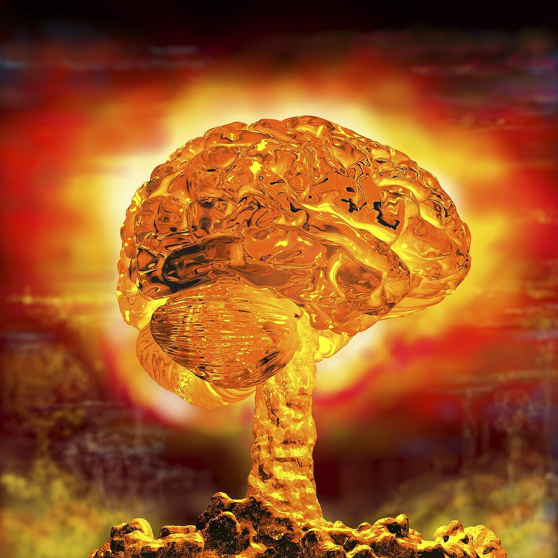 Brain as atomic bomb,conceptual image