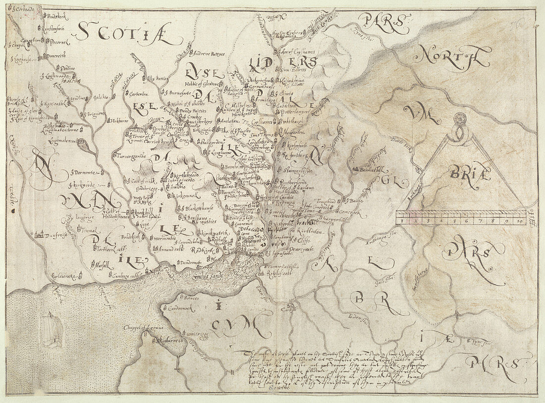 A map of the English and Scottish borders