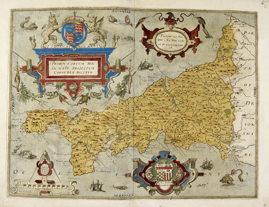 Saxton's map of Cornwall