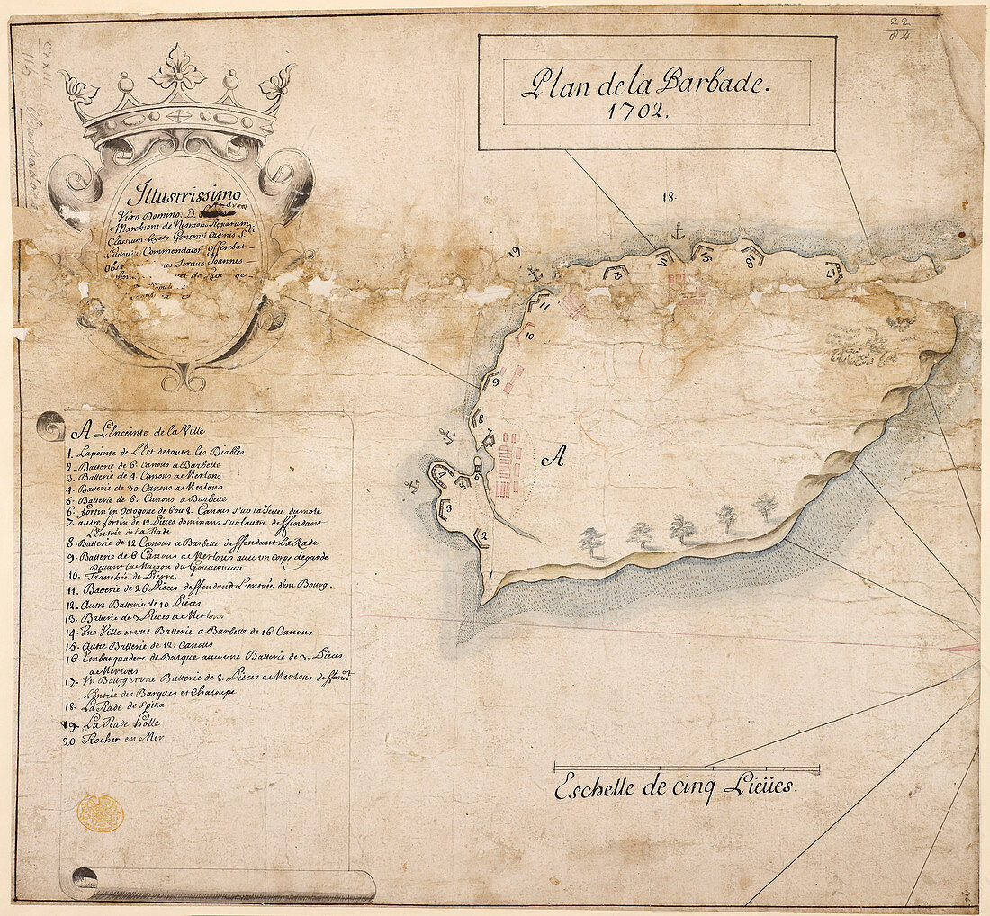 Map of the island of Barbados in 1702