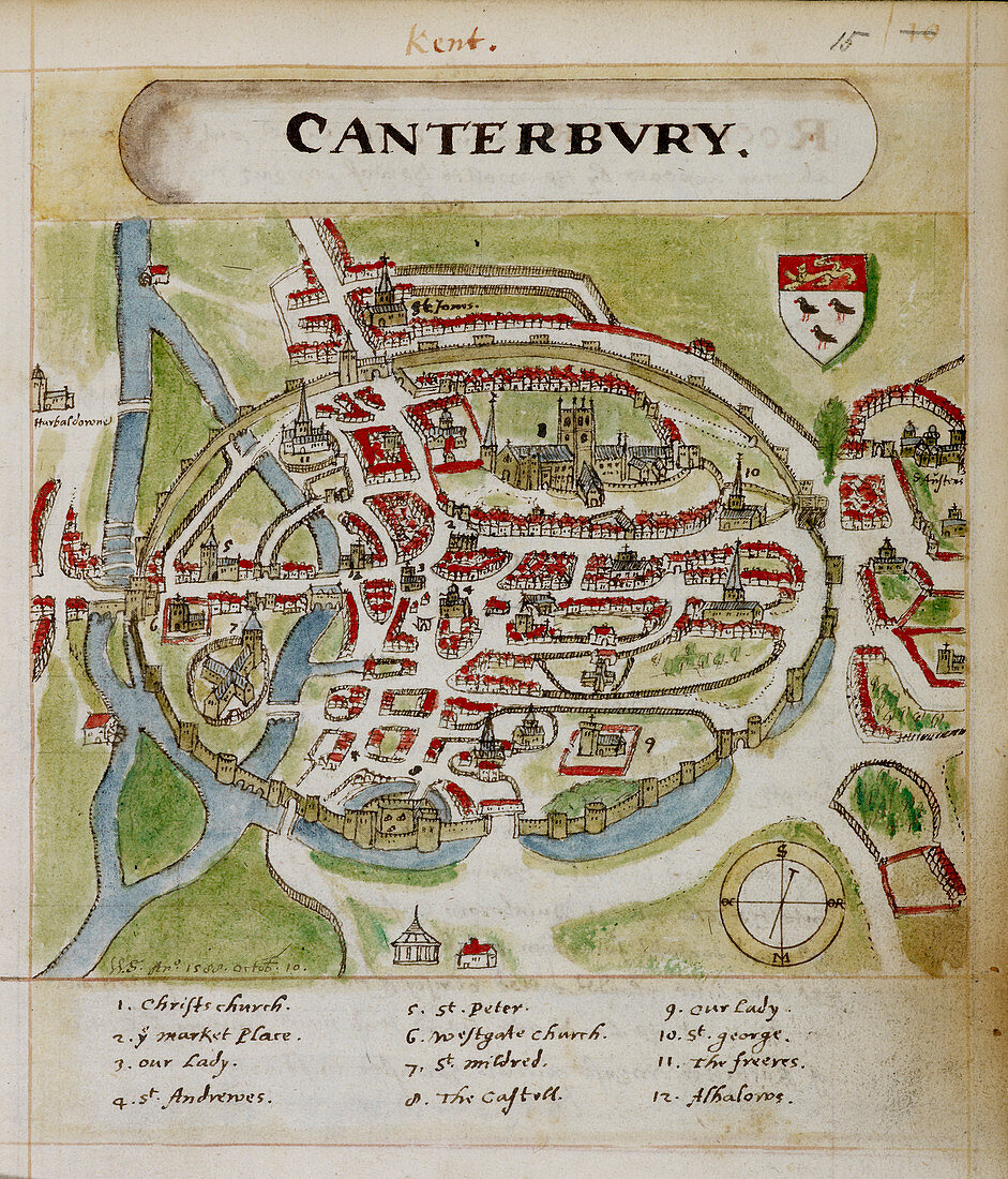 A coloured plan of Canterbury