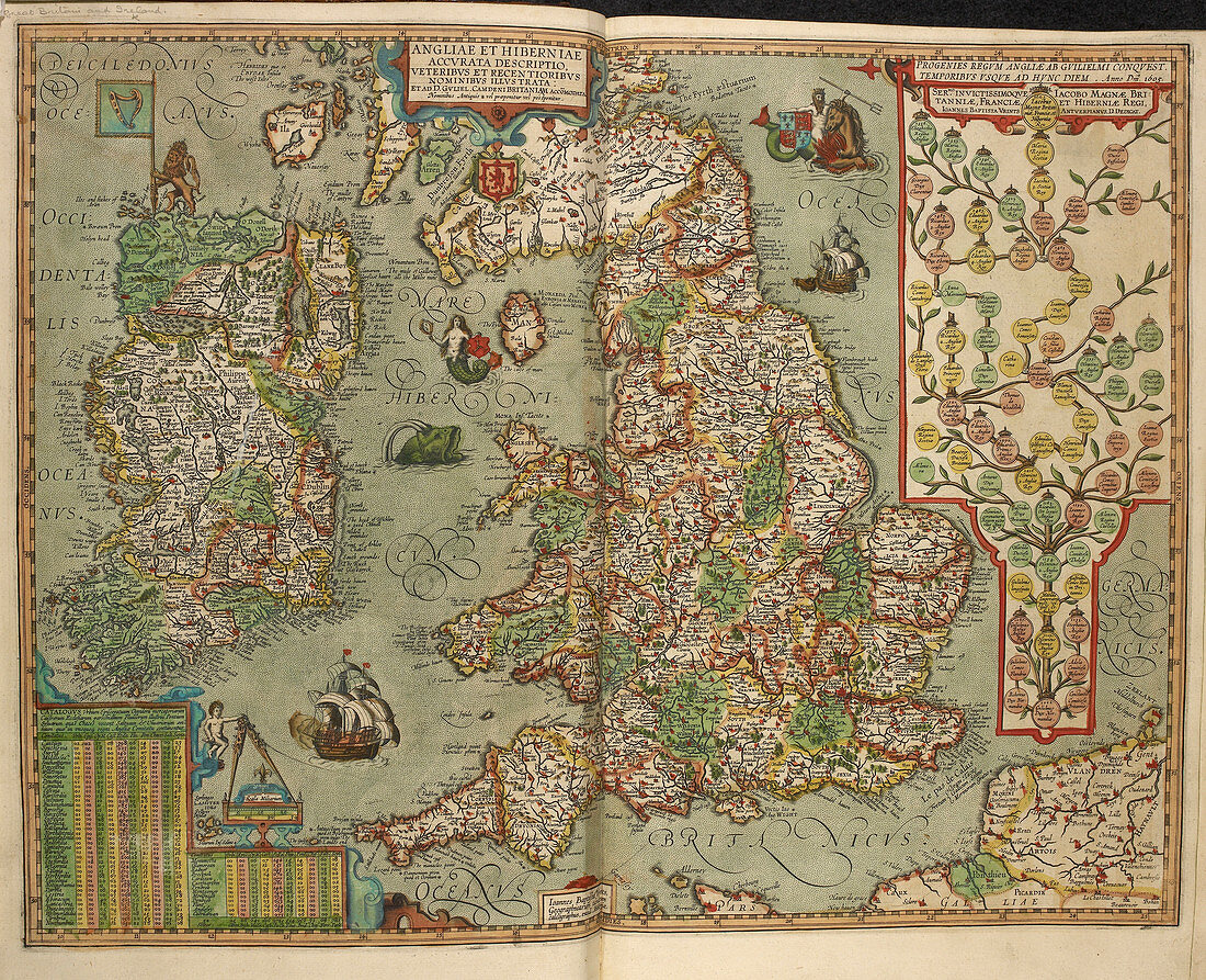 Map of England and Ireland drawn in 1606