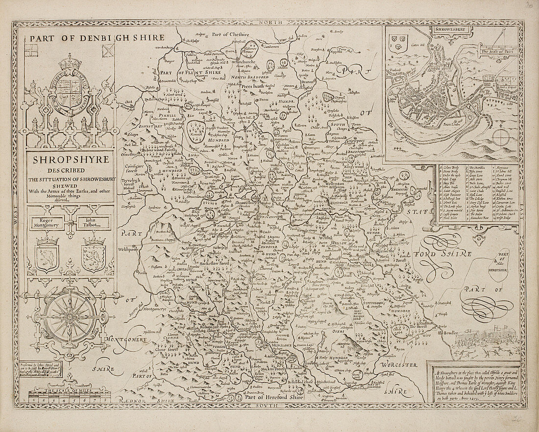 A map of the county of Shropshire