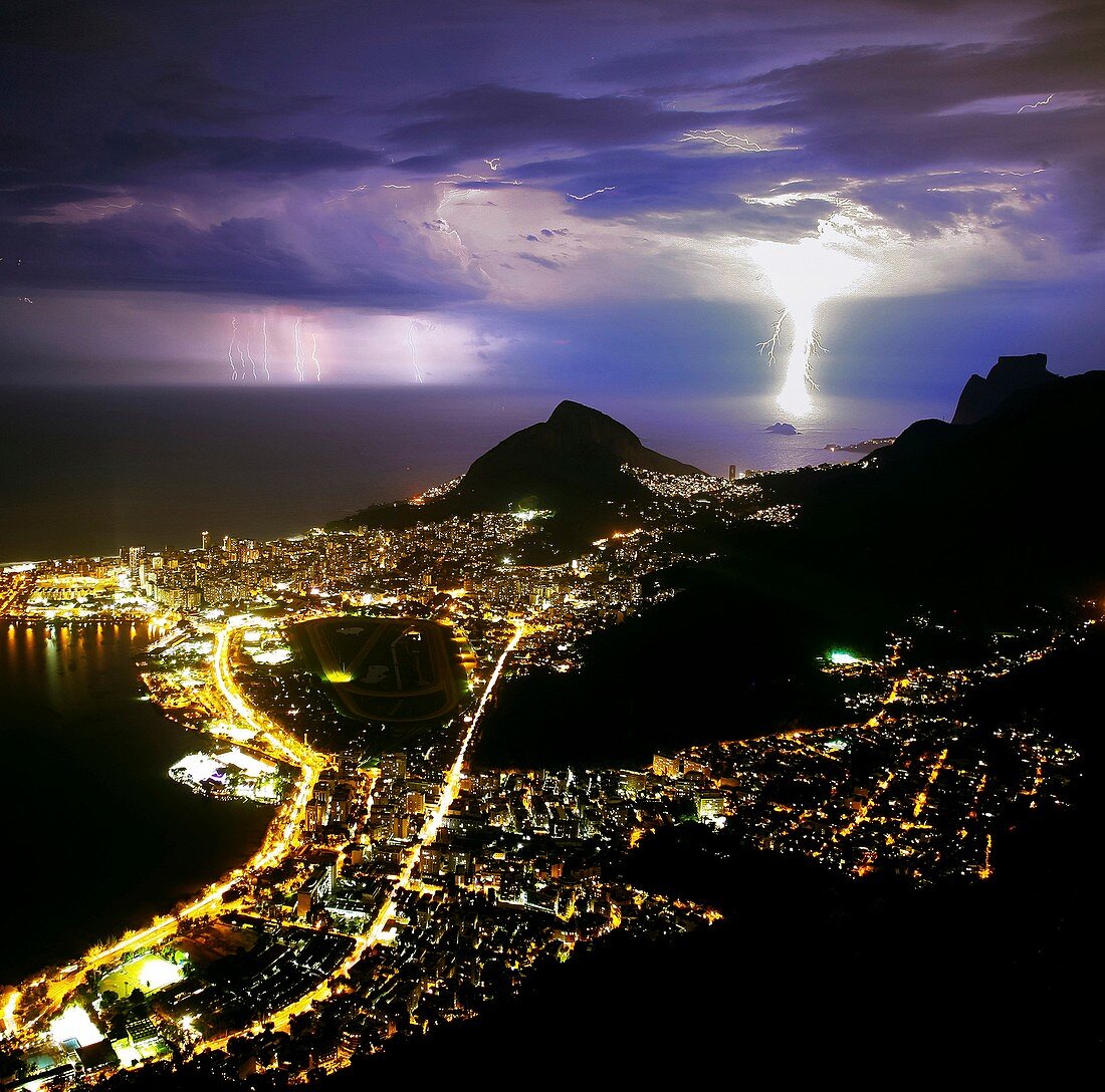 Night storm off Rio de Janeiro,Brazil