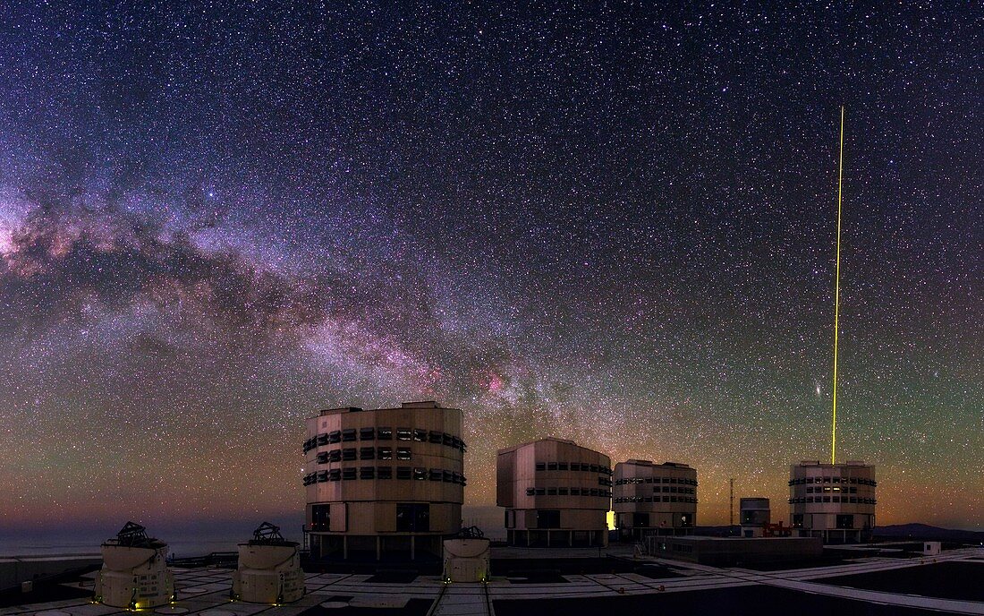Milky Way,VLT telescopes and laser guide