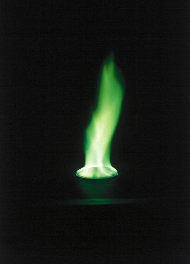 Green flame,copper salts burning