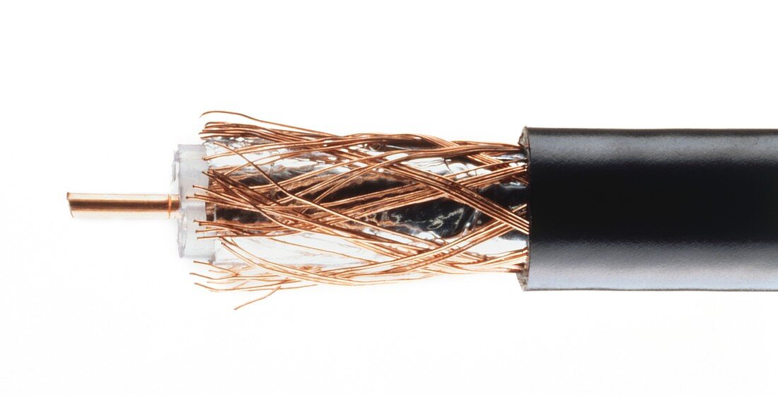Coaxial cable with wires exposed
