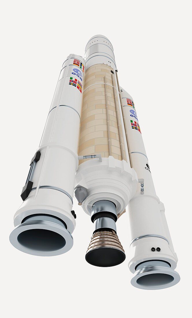 Ariane 5 space rocket,low angle view
