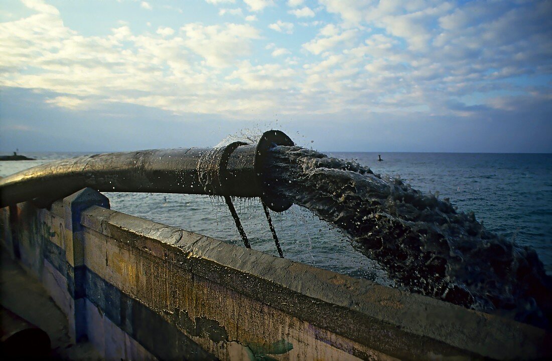 raw sewage flows into the sea
