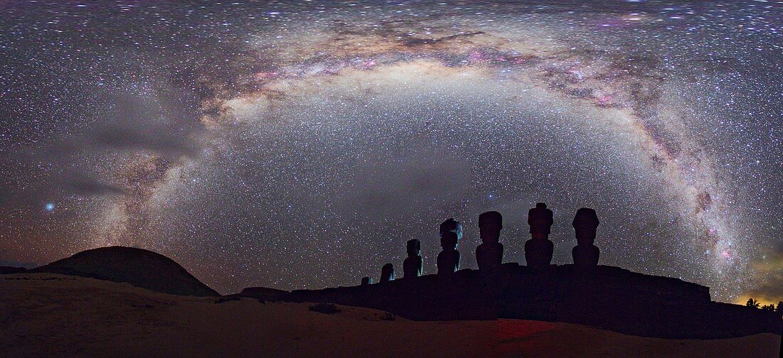 Easter Island moai and Milky Way