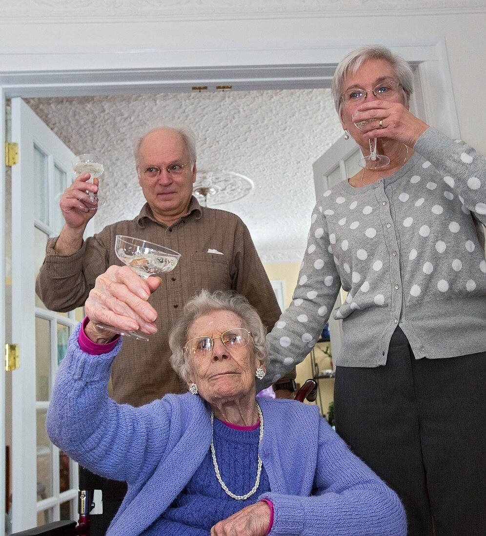 Woman celebrating 100th birthday