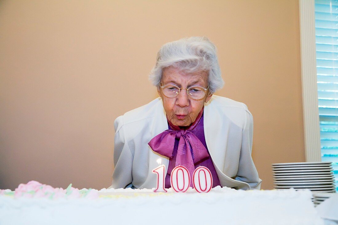 Woman celebrating her 100th birthday