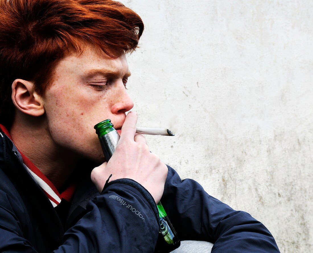 Teenager smoking and drinking