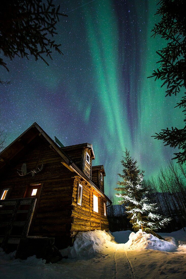Aurora Borealis over Cabin