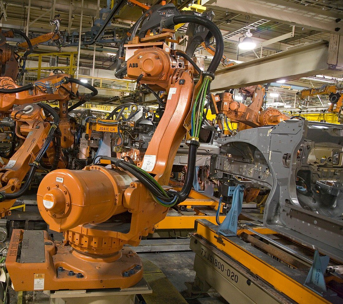 Robot on car assembly production line