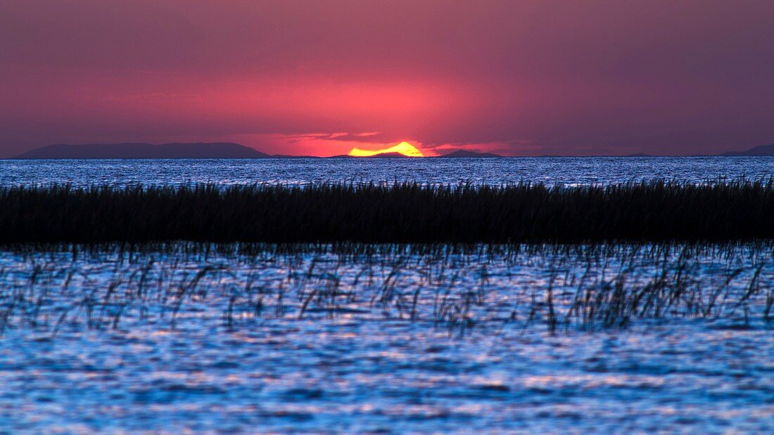 Partially eclipsed sunset