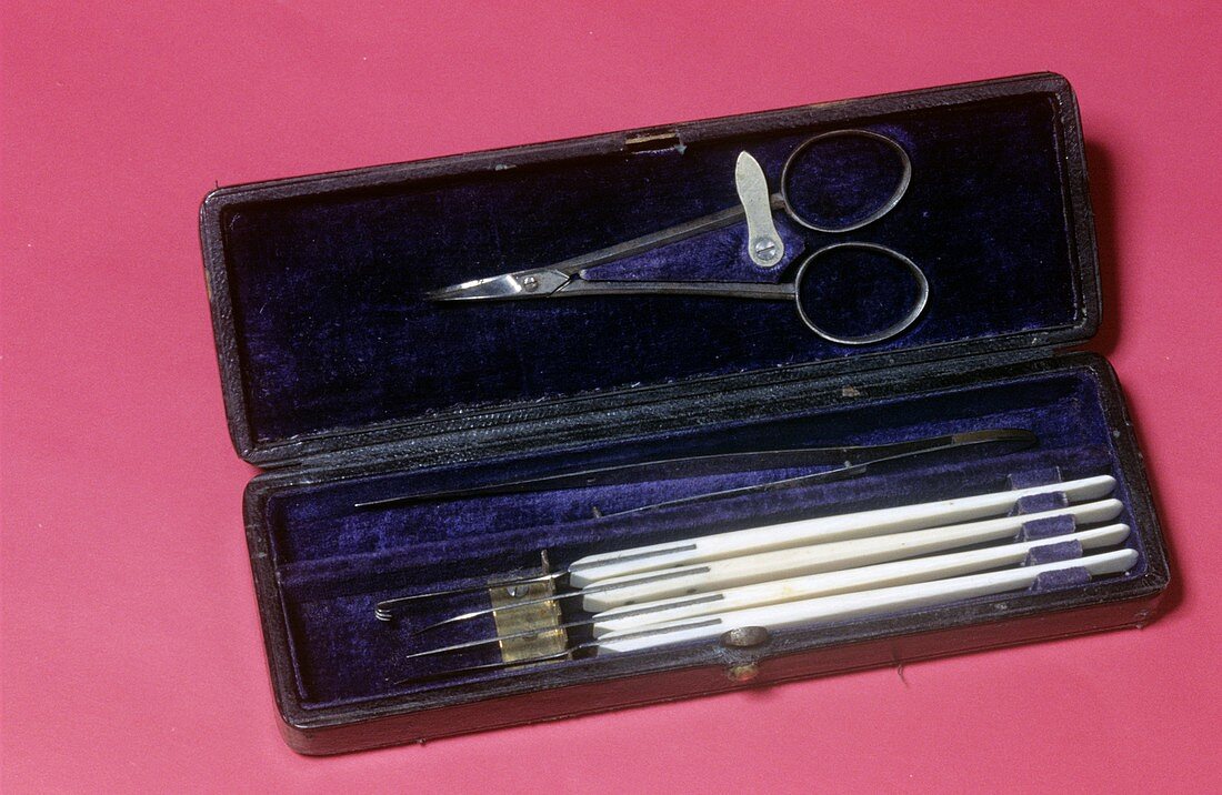 Set of scalpels,circa 1860