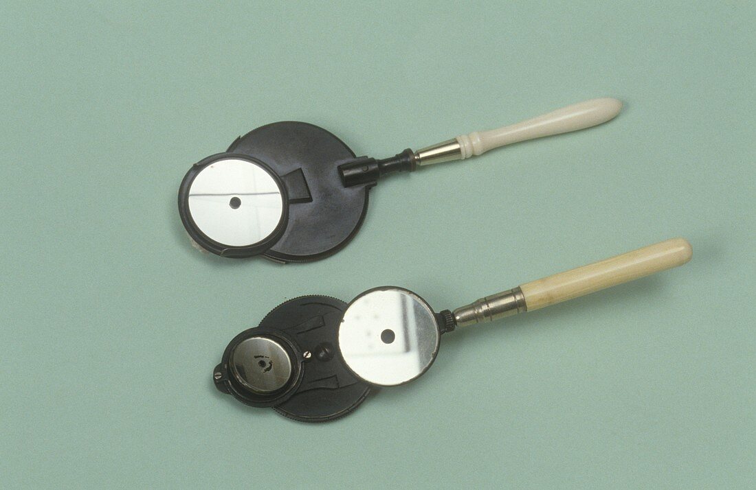 Two ophthalmoscopes,circa 1870