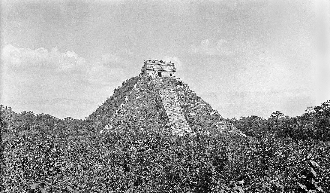 Mayan step pyramid,1910s