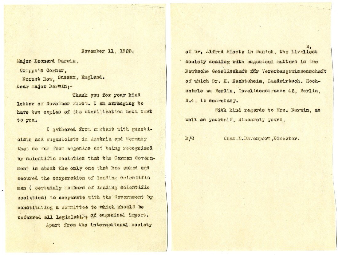 Eugenics correspondence,1922