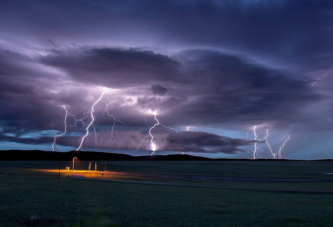Lightning strikes,Wyoming,USA