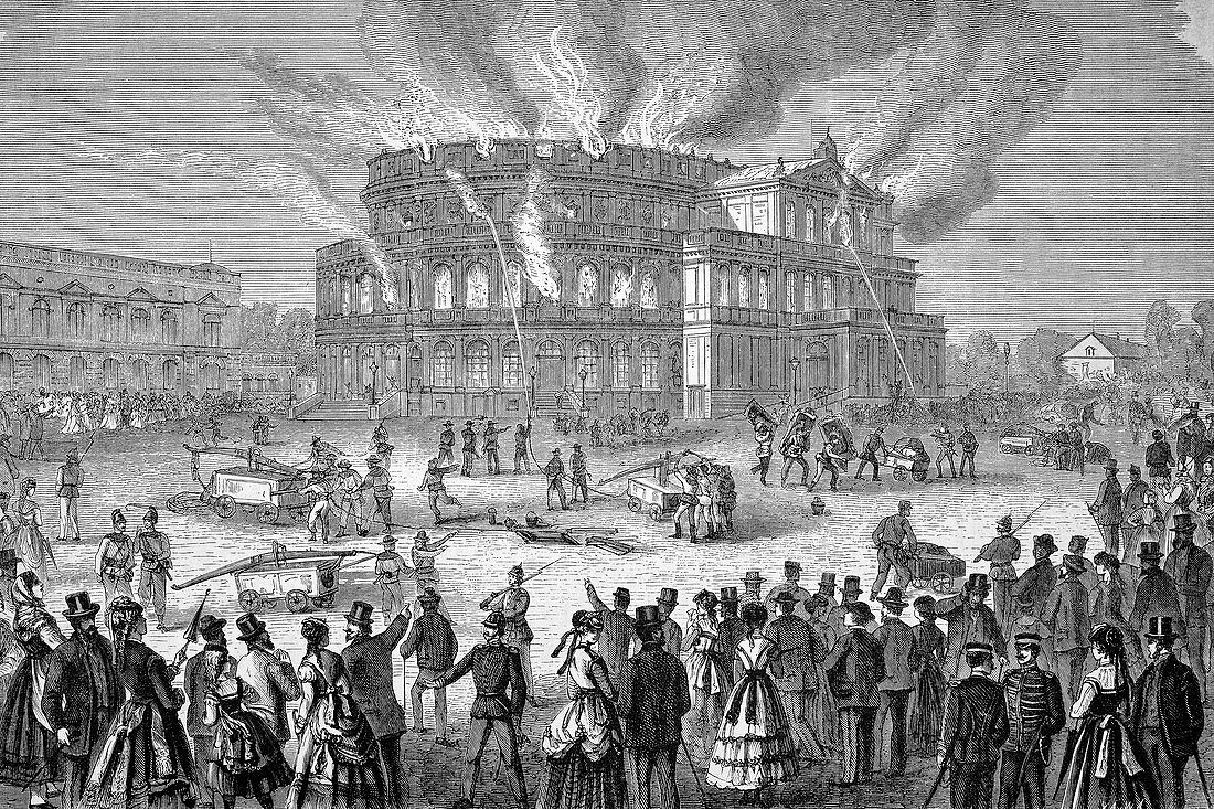Dresden opera house on fire,artwork